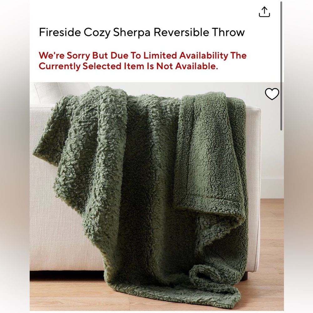 [SALE] NWT Pottery Barn Fireside Cozy Reversible Throw Blanket 50x60 Evergreen